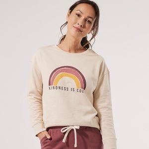 New Kindness is Cool rainbow PACT Boho Cotton Crewneck Sweatshirt Size Large